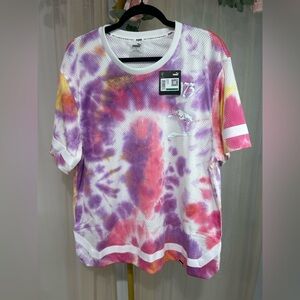 Puma Tie Dye Mesh Jersey Shirt Pink Purple Yellow NWT Large